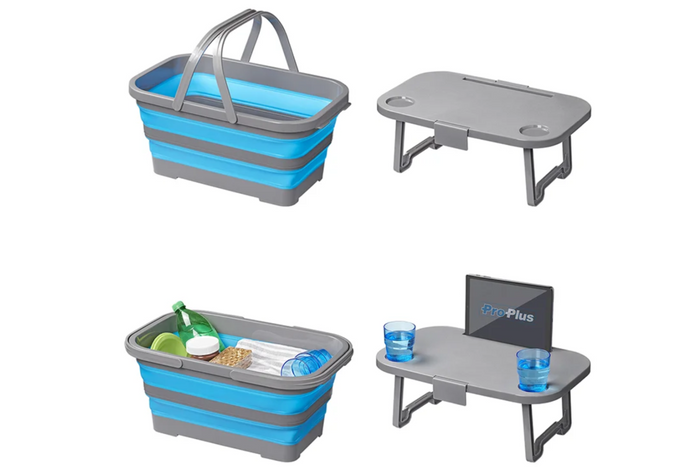 Piknikový kôš s vekom ProPlus 370315 skladací kôš s funkciou stola 20L