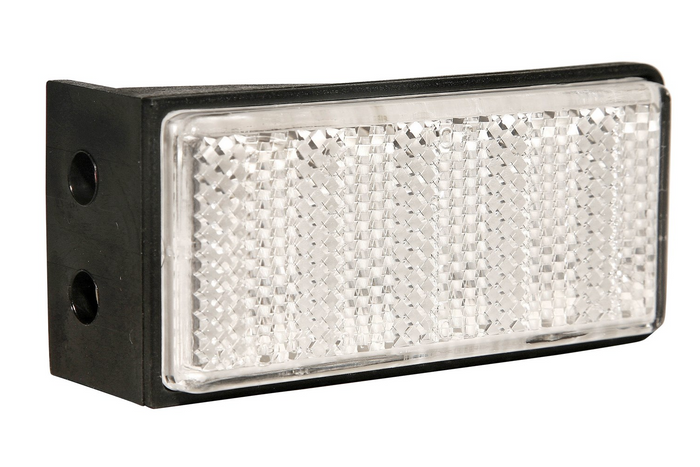 Obdĺžnikový reflektor s držiakom biely ASPOCK 76x34mm reflektor