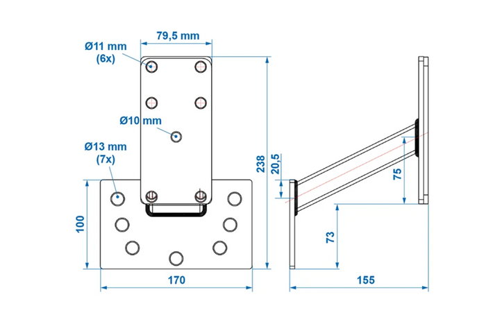 ProPlus 342643 Uhlový držiak rezervnej pneumatiky prívesu 8-16"