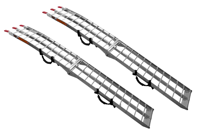 Skladacie hliníkové rampy UNITRAILER ALR002 pre prívesy 221 cm 680 kg s popruhom, sada 2 kusov