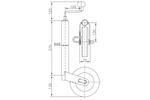 Oporné koleso s upínacou svorkou UNITRAILER 150 kg 48 mm 505-730 mm