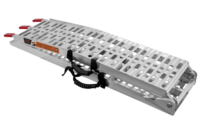 Skladacie hliníkové rampy UNITRAILER ALR003 pre prívesy 221 cm 680 kg s popruhom a podperou, sada 2 kusov