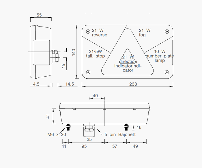 Zadné svetlo ASPÖCK MULTIPOINT V 5 funkcií vpravo